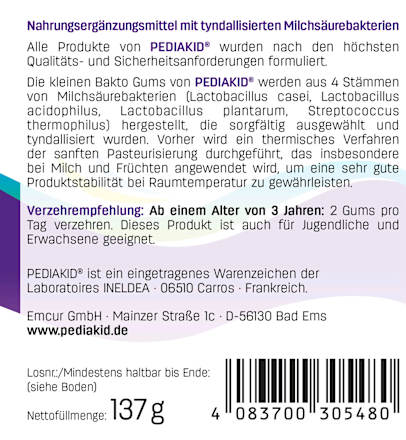 Bakto Gums Apfelgeschmack 60 St PEDIAKID