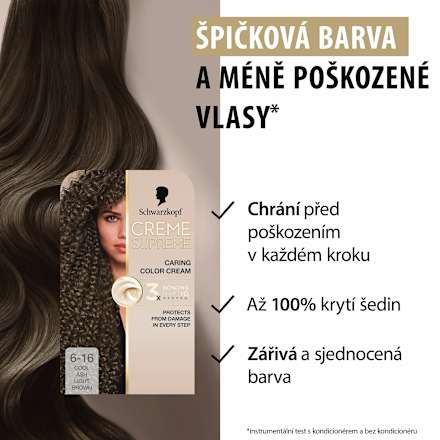 barva na vlasy Creme Supreme 6-16 Chladná popelavě tmavá blond Schwarzkopf CREME SUPREME