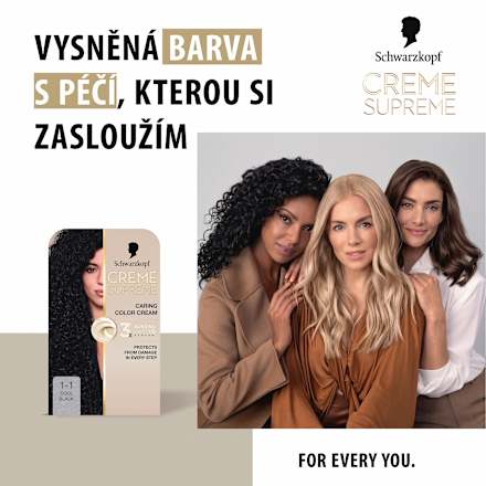 barva na vlasy Creme Supreme 1-1 Chladná černá Schwarzkopf CREME SUPREME