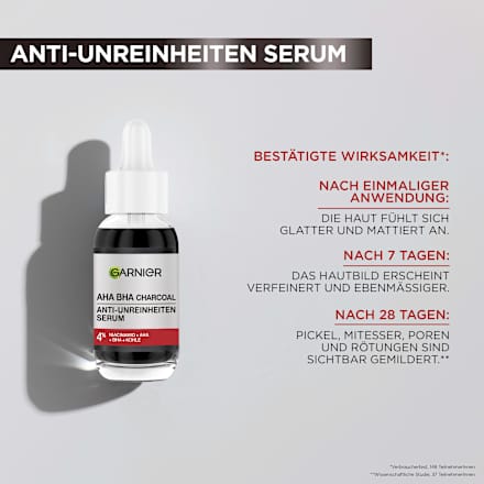 Serum Anti-Unreinheiten AHA + BHA Kohle Garnier Skin Active