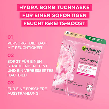 Tuchmaske Hydro Bomb Hyaluronsäure + Sakura Garnier Skin Active