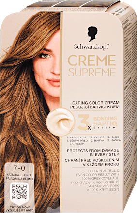 Tartós hajfesték, természetes szőke 7-0 Schwarzkopf CREME SUPREME