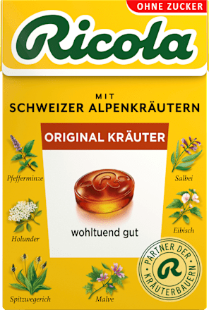 Bonbon, Original Kräuter, zuckerfrei, in der Taschenbox Ricola