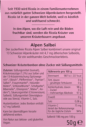 Bonbon, Alpen Salbei, zuckerfrei, in der Taschenbox Ricola