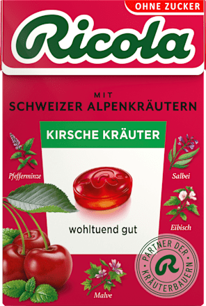 Bonbon, Kirsche Kräuter, zuckerfrei, in der Taschenbox Ricola