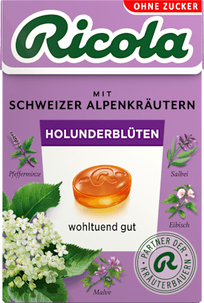 Bonbon, Holunderblüte, zuckerfrei, in der Taschenbox Ricola