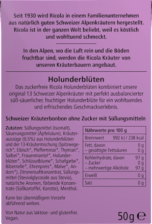 Bonbon, Holunderblüte, zuckerfrei, in der Taschenbox Ricola