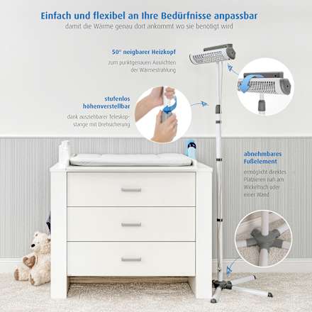 Wickeltisch-Heizstrahler EasyHeat Flex 500 Watt Reer