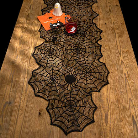 Tischläufer, Spinnennetz, schwarz (180x46 cm) Dekorieren & Einrichten