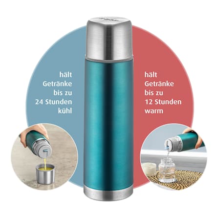Isolierflasche Edelstahl Colour, 500 ml pazifikblau Reer
