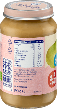 Puree gruszkowe od 5. miesiąca życia babylove