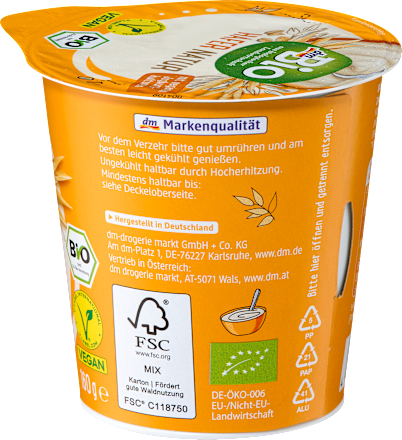 Bio natúr zabdesszert vegán joghurtkultúrával dmBio