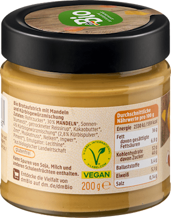 Brotaufstrich, Mandelcreme Pumpkin Spice dmBio