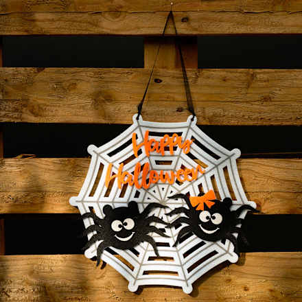 Filzspinnennetz "Happy Halloween" mit zwei Spinnen BOLTZE