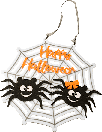 Filzspinnennetz "Happy Halloween" mit zwei Spinnen BOLTZE