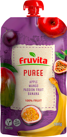 Voćni pire - jabuka, mango, marakuja i banana Fruvita