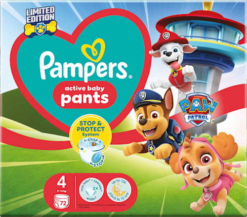 Plienkové nohavičky Paw Patrol - veľ. 4 (9 - 15 kg) Pampers active baby
