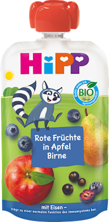 Quetschie Rote Früchte in Apfel Birne plus Eisen - Willi Waschbär, ab 1 Jahr  HiPP