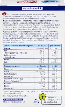 Magnesium 500 + B-Vitamine Mivolis