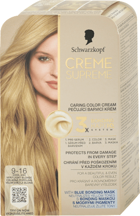 Barva za lase 9-16 Cool Ash Light Blonde Schwarzkopf CREME SUPREME