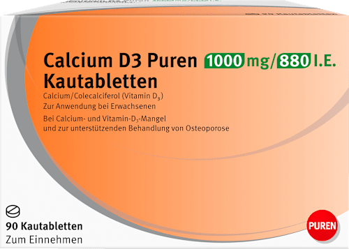 Calcium D3 Puren 1000 mg/880 I.E. Kautabletten PUREN