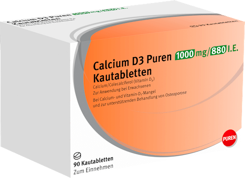 Calcium D3 Puren 1000 mg/880 I.E. Kautabletten PUREN