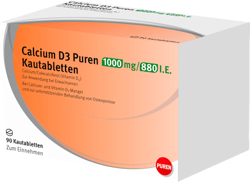Calcium D3 Puren 1000 mg/880 I.E. Kautabletten PUREN