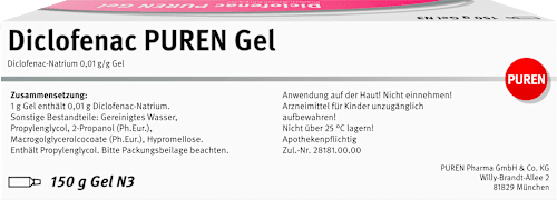 Diclofenac PUREN Gel Diclofenac-Natrium 0,01 g/g Gel PUREN