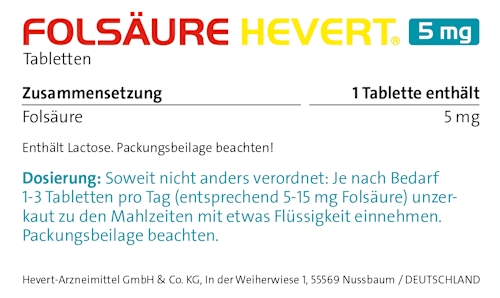 Folsäure Hevert 5 mg Tabletten HEVERT