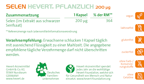 Selen Hevert Pflanzlich 200 µg Kapseln 60 St HEVERT
