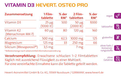 Vitamin D3 Hevert Osteo Pro Filmtabletten 60 St HEVERT