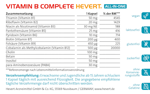 Vitamin B Complete Hevert All-in-One Kapseln 120 St HEVERT
