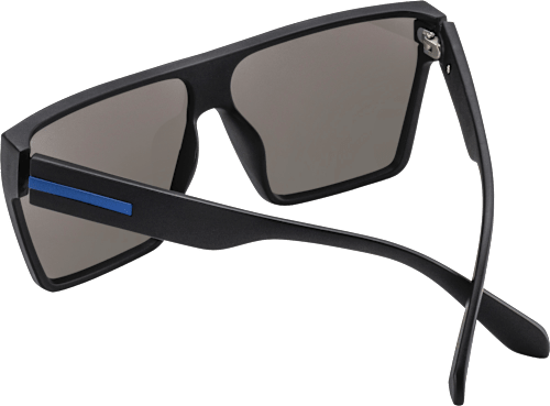 Sonnenbrille schwarzes, eckiges Gestell mit blauen Gläsern SUNDANCE