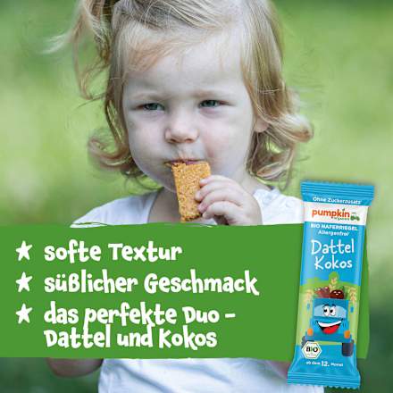 Fruchtriegel mit Hafer, Datteln & Kokosnuss ab 1 Jahr pumpkin organics