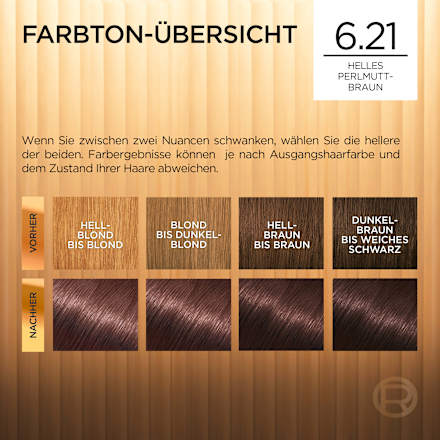 Haarfarbe 6.21 Helles Perlmuttbraun L'ORÉAL PARiS PRÉFÉRENCE