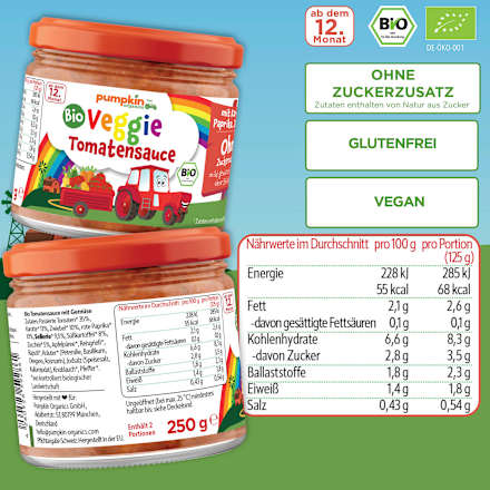 Soße Tomaten Gemüse Pasta ab 1 Jahr pumpkin organics