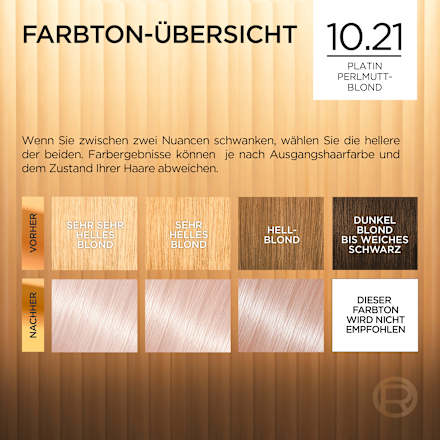 Haarfarbe 10.21 Platin Perlmuttblond L'ORÉAL PARiS PRÉFÉRENCE