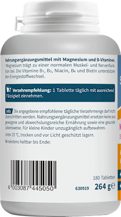 Magnesium 500 + B-Vitamine Tabletten 180 St sanotact