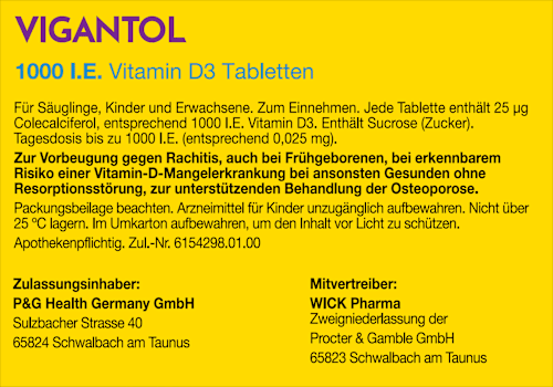 VIGANTOL 1000 I.E. Vitamin D3 Colecalciferol Tabletten VIGANTOL