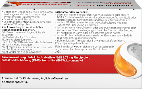 Dobendan Direkt Zuckerfrei Flurbiprofen 8,75 mg Lutschtabletten Dobendan Direkt