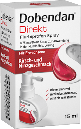 Dobendan Direkt Flurbiprofen Spray 8,75 mg/Dosis Spray zur Anwendung in der Mundhöhle, Lösung, Kirsch- und Minzgeschmack Dobendan Direkt