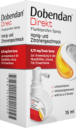 Dobendan Direkt Flurbiprofen Spray 8,75 mg/Dosis Spray zur  Anwendung in der Mundhöhle, Lösung, Honig- und Zitronengeschmack Dobendan