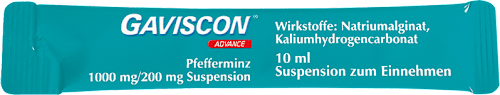 Gaviscon Advance 1000 mg/200 mg Natriumalginat, Kaliumhydrogencarbonat Suspension zum Einnehmen im Beutel 24 á 10ml, Pfefferminz   GAVISCON