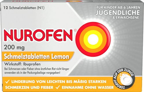 Nurofen, Wirkstoff: Ibuprofen 200 mg, Schmelztabletten Lemon  NUROFEN