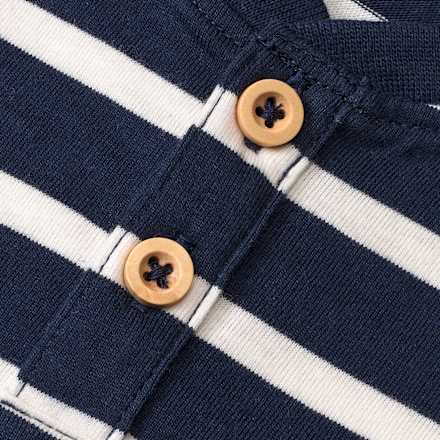 Langarmshirts mit Ringel-Muster & Knopfleiste, blau, Gr. 110 ALANA