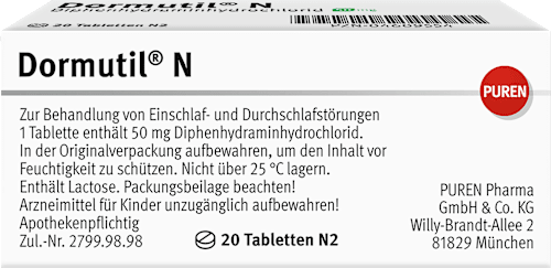 PUREN Dormutil N Tabletten Diphenhydraminhydrochlorid 50 mg PUREN