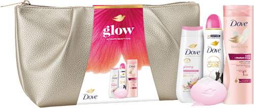 dárková sada glow + velká kosmetická taštička Dove