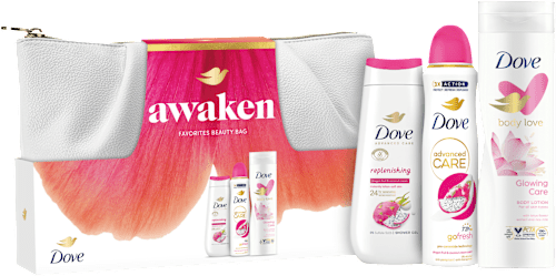 dárková sada awaken + kosmetická taštička Dove
