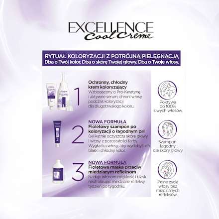 Farba do włosów 7.11 Ultrapopielaty Blond L'ORÉAL PARiS EXCELLENCE Creme
