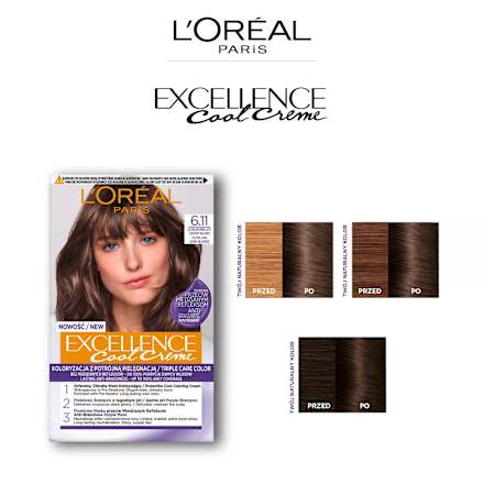 Farba do włosów 6.11 Ultrapopielaty Ciemny Blond L'ORÉAL PARiS EXCELLENCE Creme